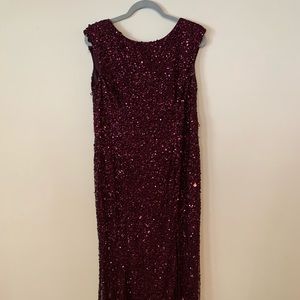 Adrianna Papell burgandy sequin formal dress